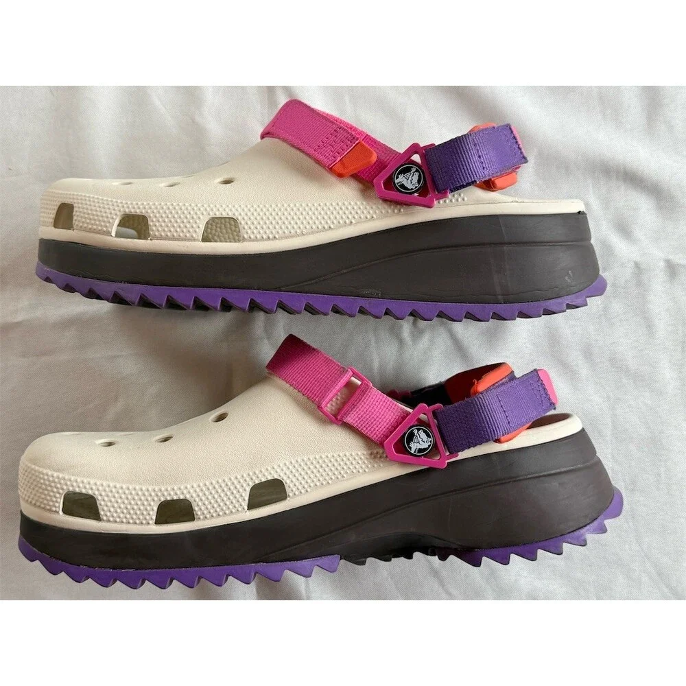Crocs Classic Hiker Clog Multicolor Platform Trail Sole Pink Strap Mens 11